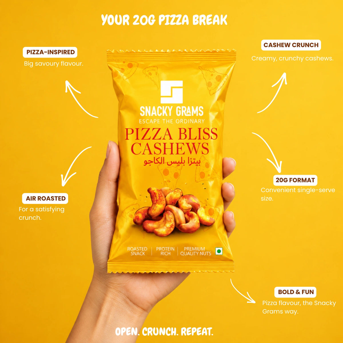 Pizza Bliss Cashews 20g& (Pack of 10 & 15)