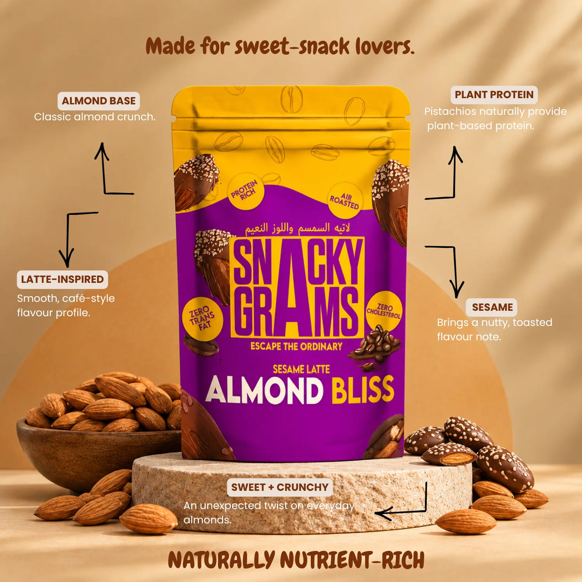 Sesame Latte Almond Bliss-Flavoured Almonds (80g & 200g)