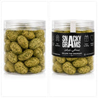 Two jars of Kri Kri Cashew -Zaatar  with 'Snacky Grams' label 