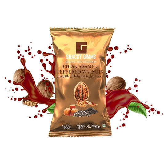 Chia Caramel Peppered Walnuts - Snacky Grams