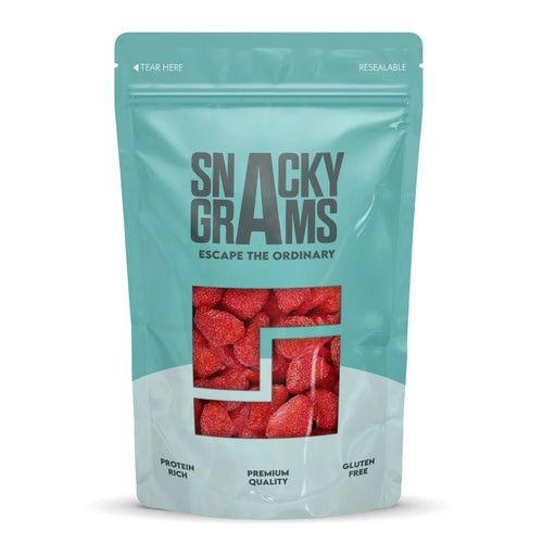 dried strawberries in pouch of snacky grams