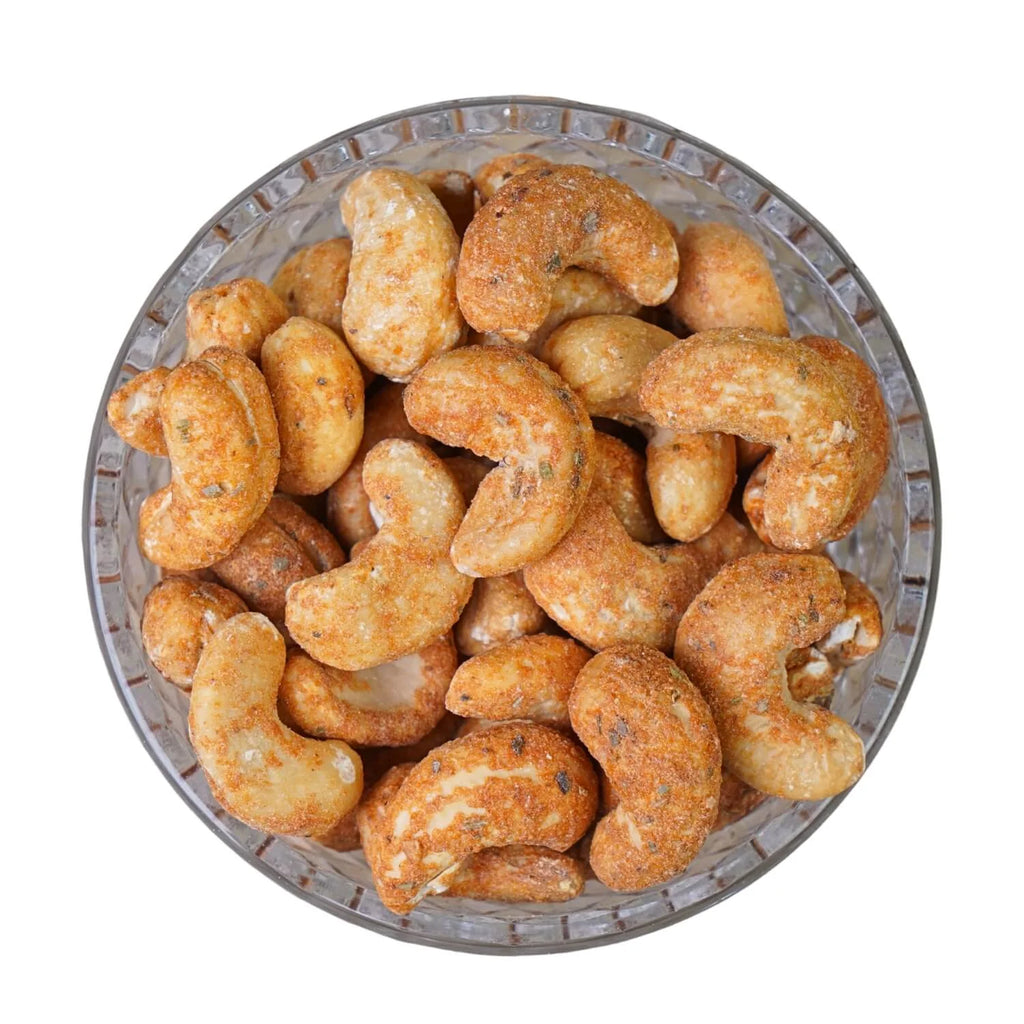 Bowl of pizza bliss cashews in bowl