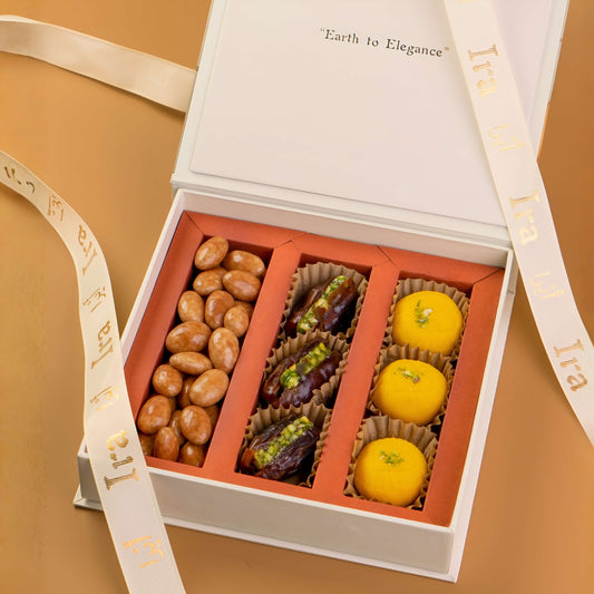 Box of assorted chocolates with a decorative ribbon Diwali Ramadan& Christmas gift box
