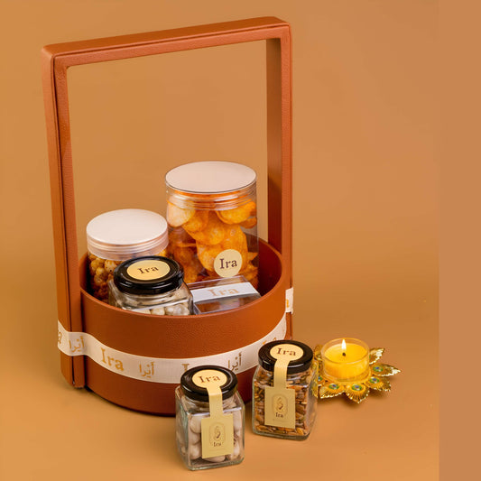 Gift set with jars and a candle Diwali Ramadan& Christmas gift box