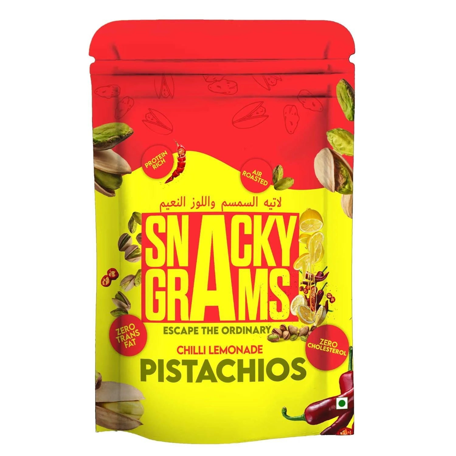 chilli lemonode flavored pistachios in pouch