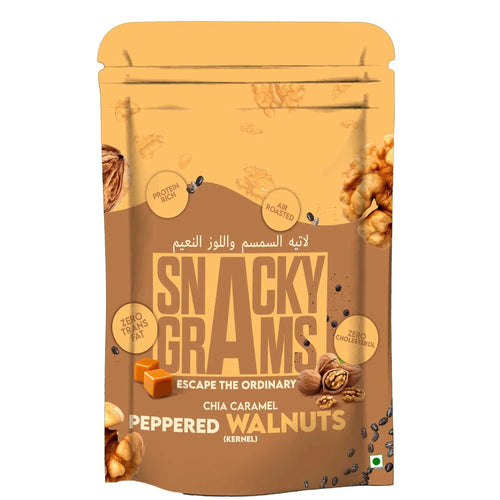 Walnuts peppered flavored in a pouch