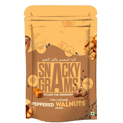 Walnuts peppered flavored in a pouch