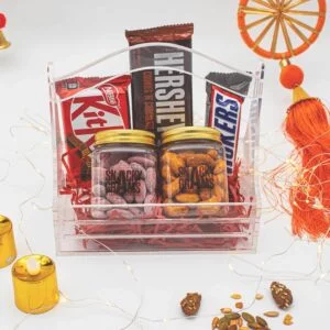 Acrylic Basket with 2 Jars & Chocolates